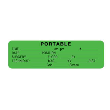 Portable Exam Labels - Portable 7/8 X 3 Flr Green W/Black